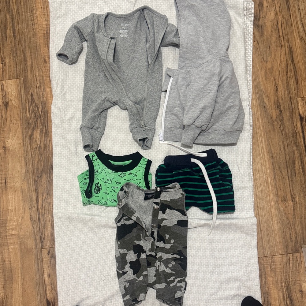Little Bipsy Gray and Green Baby Outfit Set